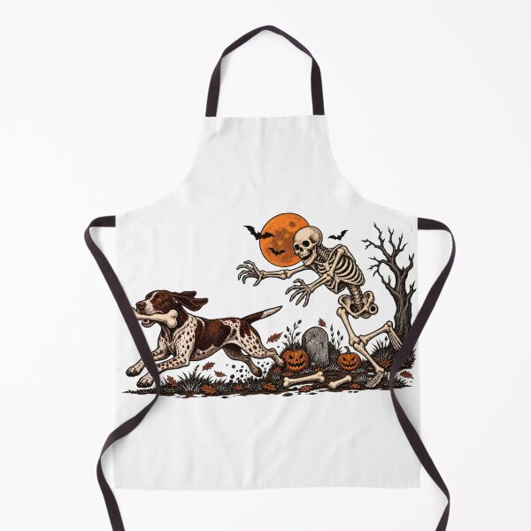 Item preview, German Shorthaired Pointer Halloween, Skeleton Chasing GSP Dog designed and sold by sdhizasSuski.
