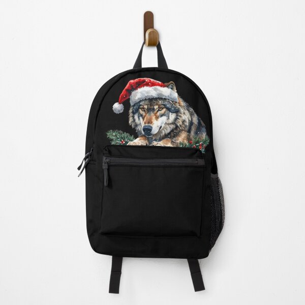 Item preview, Christmas Wolf in Santa Hat Watercolor designed and sold by Litely.