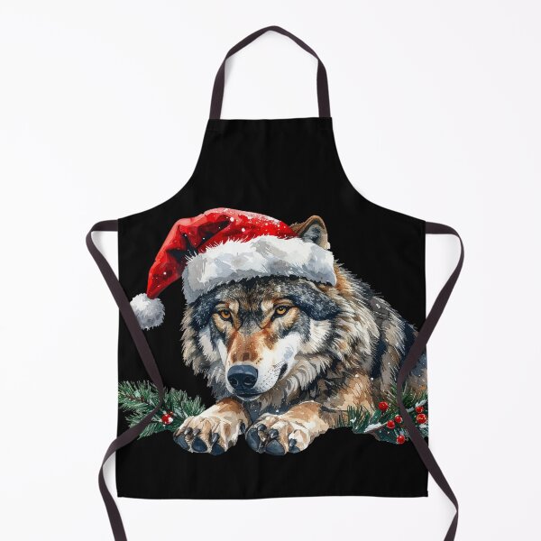 Item preview, Christmas Wolf in Santa Hat Watercolor designed and sold by Litely.