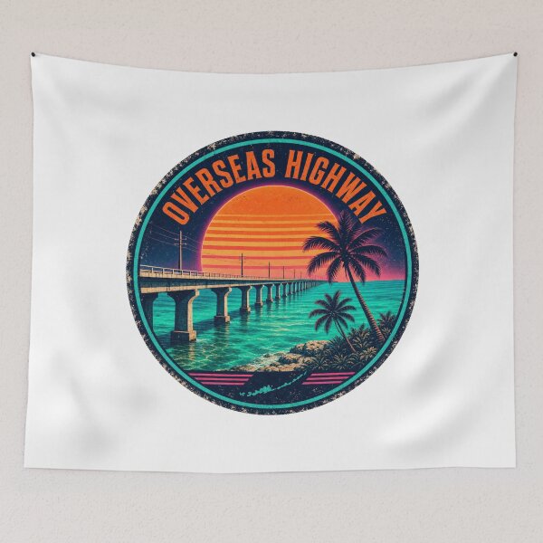 Item preview, Overseas Highway Florida Keys 1980s Synthwave Bridge designed and sold by jeshands.