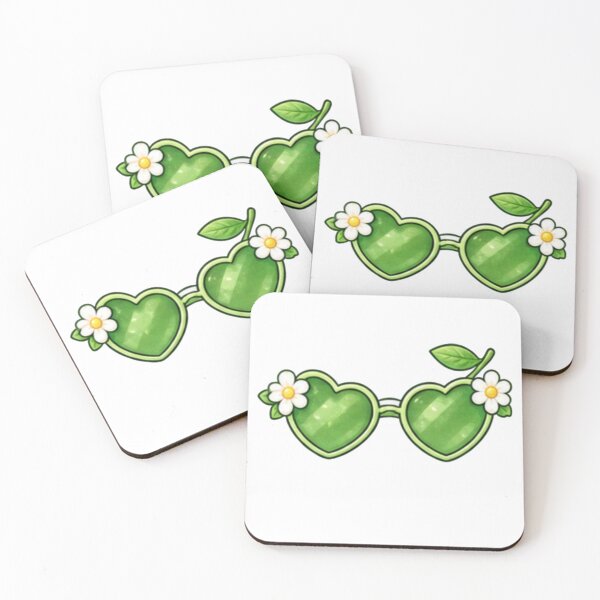 Item preview, Cute Green Heart Shaped Sunglasses with Daisies designed and sold by Kiralemon.
