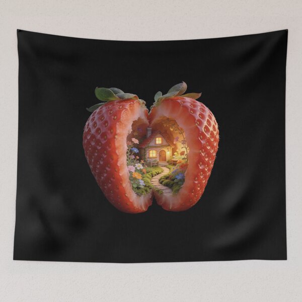 Item preview, Cozy Miniature Cottage Inside a Giant Strawberry designed and sold by OksArtStudio.