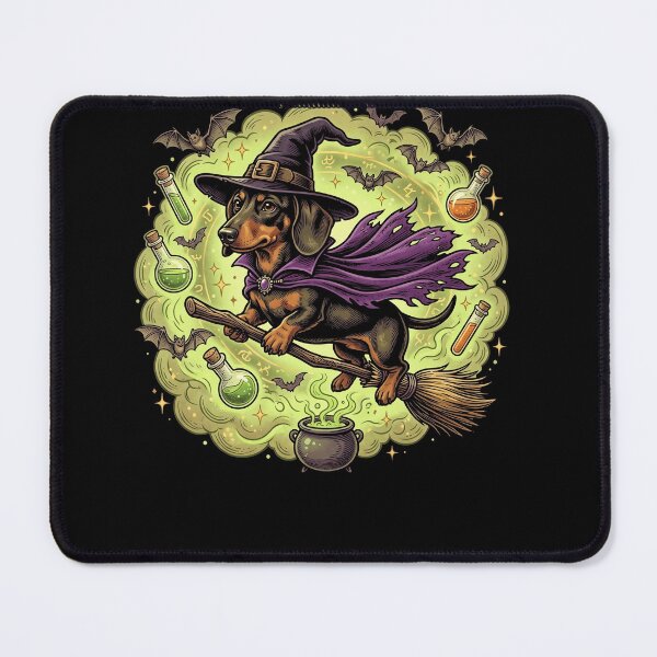 Item preview, Witchy Dachshund Halloween Magic - Cute Sausage Dog on a Broomstick designed and sold by ArcaneArtistry.