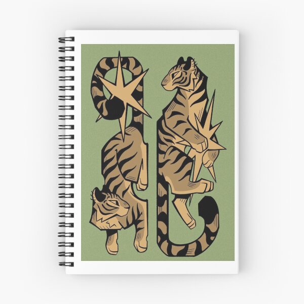 Item preview, Symmetry and Strength in Stylized Nature – Twin Tigers with Stars designed and sold by WATEKE.