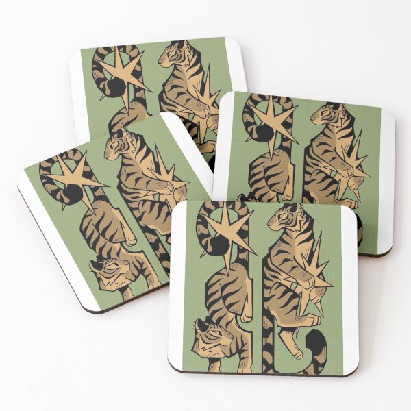 Item preview, Symmetry and Strength in Stylized Nature – Twin Tigers with Stars designed and sold by WATEKE.