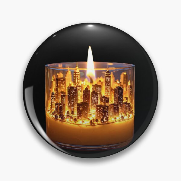 Item preview, Miniature Glowing City Inside a Scented Glass Candle designed and sold by OksArtStudio.