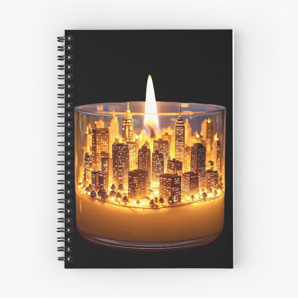 Item preview, Miniature Glowing City Inside a Scented Glass Candle designed and sold by OksArtStudio.