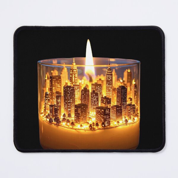 Item preview, Miniature Glowing City Inside a Scented Glass Candle designed and sold by OksArtStudio.