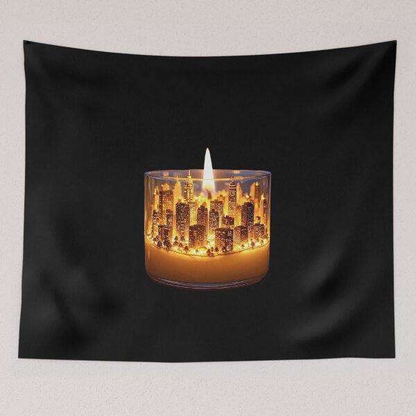 Item preview, Miniature Glowing City Inside a Scented Glass Candle designed and sold by OksArtStudio.