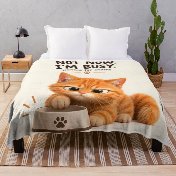 Item preview, Not Now, I'm Busy – Waiting for Snacks | Funny Orange Cat designed and sold by bauschberts.
