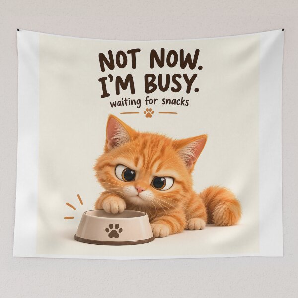 Item preview, Not Now, I'm Busy – Waiting for Snacks | Funny Orange Cat designed and sold by bauschberts.