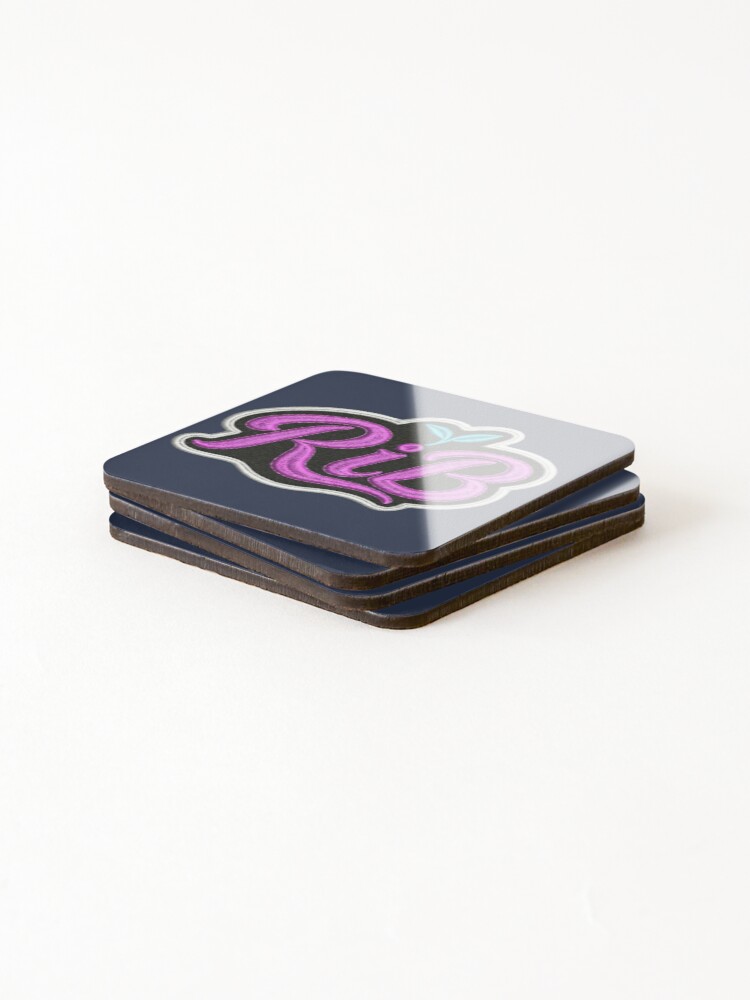 Thumbnail 4 of 5, Coasters (Set of 4), Neon Pop Fluorescent Script Emblem RiB Graphic designed and sold by Rib-Brand.
