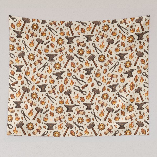 Item preview, Blacksmith Fantasy Doodle Seamless Pattern designed and sold by Fanverse Merchandise.
