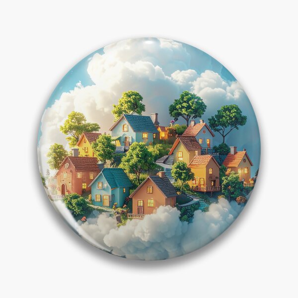Item preview, Flying Island Village in the Clouds designed and sold by OksArtStudio.