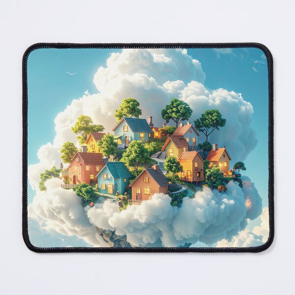 Item preview, Flying Island Village in the Clouds designed and sold by OksArtStudio.