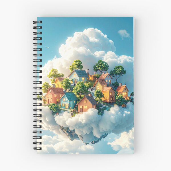 Item preview, Flying Island Village in the Clouds designed and sold by OksArtStudio.