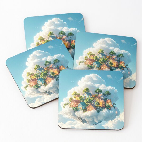 Item preview, Flying Island Village in the Clouds designed and sold by OksArtStudio.