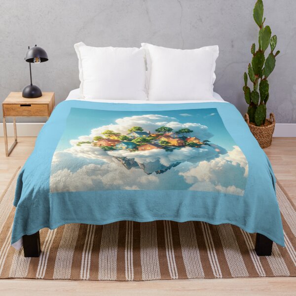 Item preview, Flying Island Village in the Clouds designed and sold by OksArtStudio.