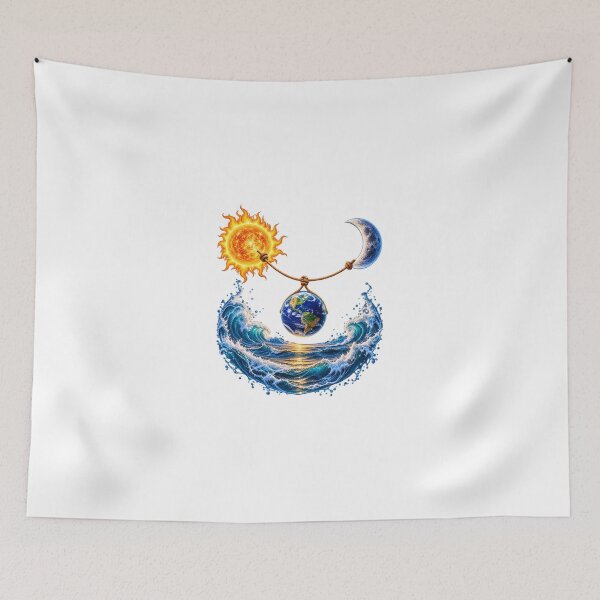 Item preview, Sun Moon Earth Cosmic Rope Ocean – Celestial Universe Surreal Art designed and sold by Prince Tripathi .