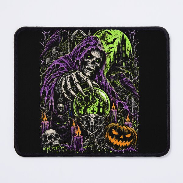 Item preview, Gothic Halloween Raven Skeleton Crystal Ball Haunted Cemetery designed and sold by ArcaneArtistry.
