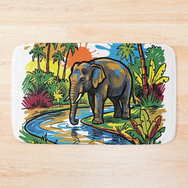 Item preview, Sri Lankan Elephant River Wildlife Art Print designed and sold by Merch by Das Design Studio.