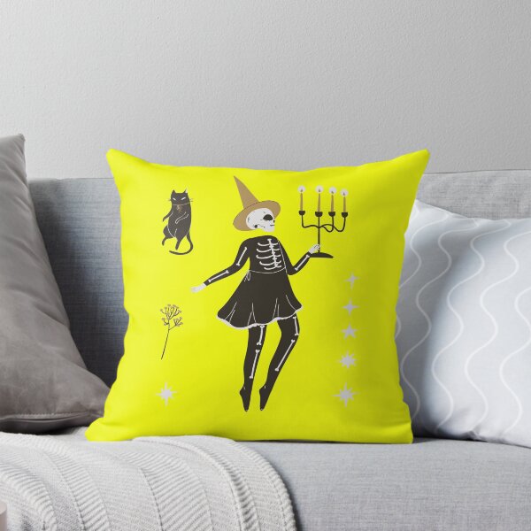 Item preview, Cute Skeleton Witch Holding Candelabra with Black Cat designed and sold by SolutionsArt.