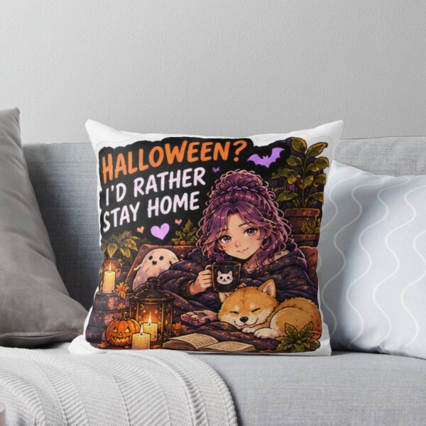 Item preview, Halloween I'd Rather Stay Home Anime Girl Design | Socially Offline Club designed and sold by DailyStruggleCo.