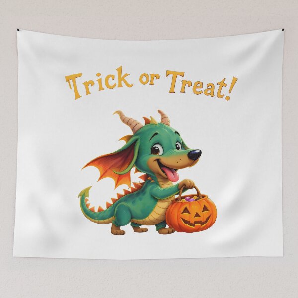 Item preview, Cute Halloween Dachshund in Dragon Costume designed and sold by Kedspicedesign.