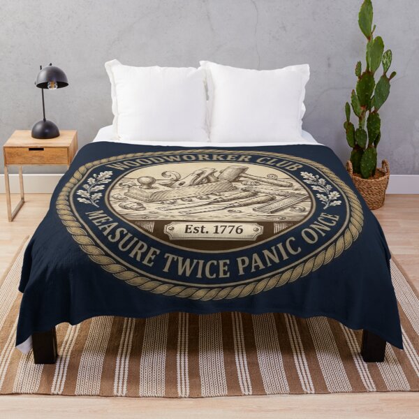 Item preview, Woodworker Club Measure Twice Panic Once Badge designed and sold by CalmCapy Co.