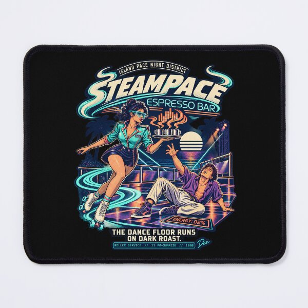 Item preview, Steampace Espresso Bar – Retro 1980s Roller-Skating Coffee Club designed and sold by Island Pace Design.