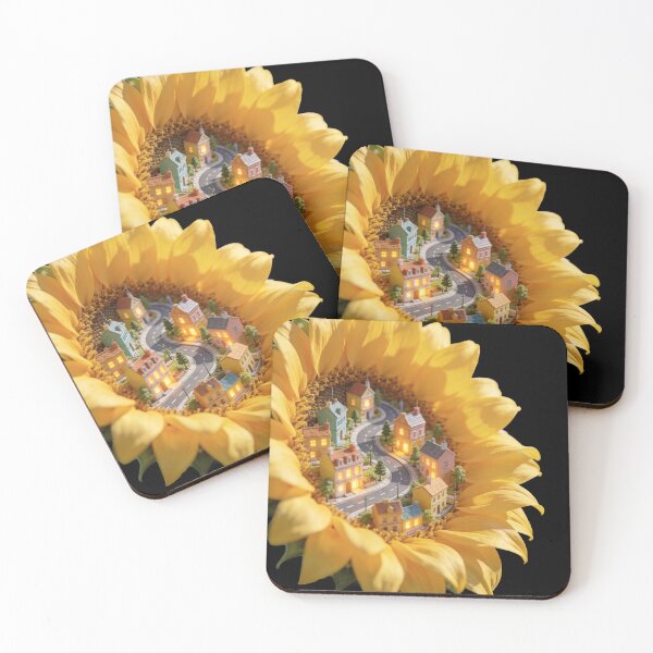 Item preview, Cozy Miniature Village Inside a Blooming Sunflower designed and sold by OksArtStudio.