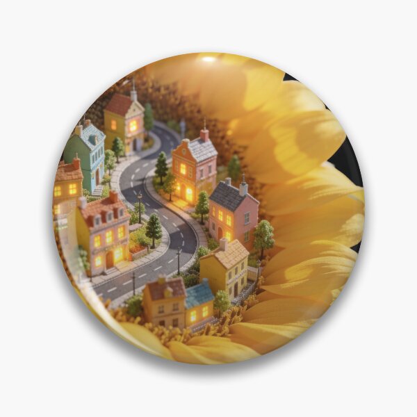 Item preview, Cozy Miniature Village Inside a Blooming Sunflower designed and sold by OksArtStudio.