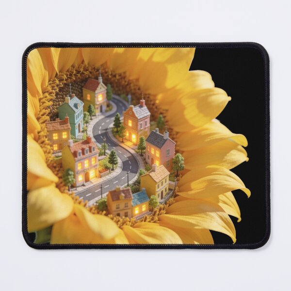 Item preview, Cozy Miniature Village Inside a Blooming Sunflower designed and sold by OksArtStudio.