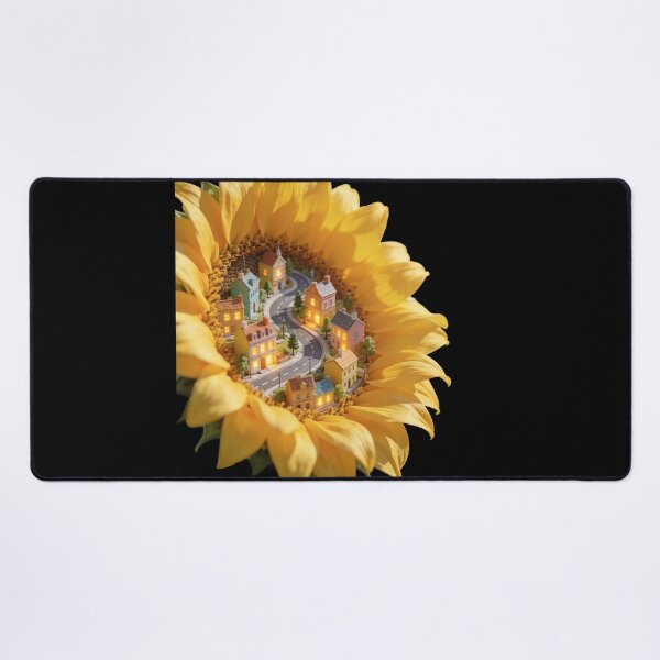 Item preview, Cozy Miniature Village Inside a Blooming Sunflower designed and sold by OksArtStudio.