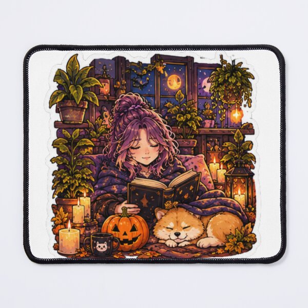 Item preview, Cozy Halloween Reading Nook Anime Girl Design | Socially Offline Club designed and sold by DailyStruggleCo.