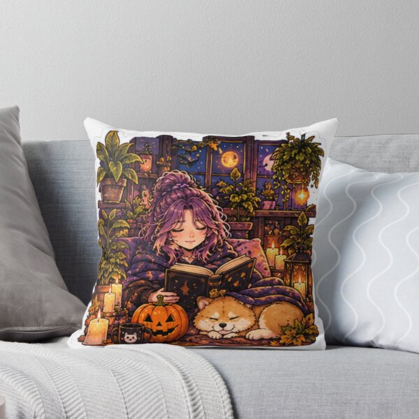 Item preview, Cozy Halloween Reading Nook Anime Girl Design | Socially Offline Club designed and sold by DailyStruggleCo.