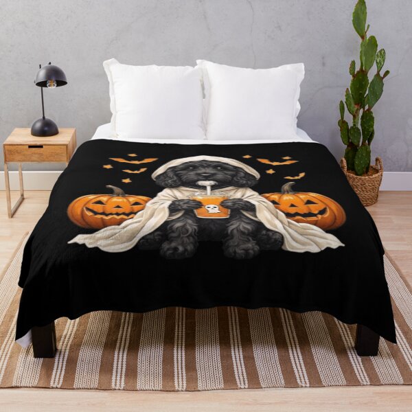 Item preview, Black Cavapoo Halloween Shirt, Cute Ghost Dog Pumpkin Tee designed and sold by Anime ⭐⭐⭐⭐⭐.