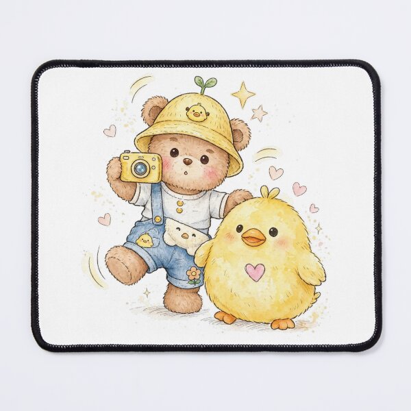 Item preview, Cute Teddy Bear Photographer with Yellow Duck designed and sold by Emamohamed.