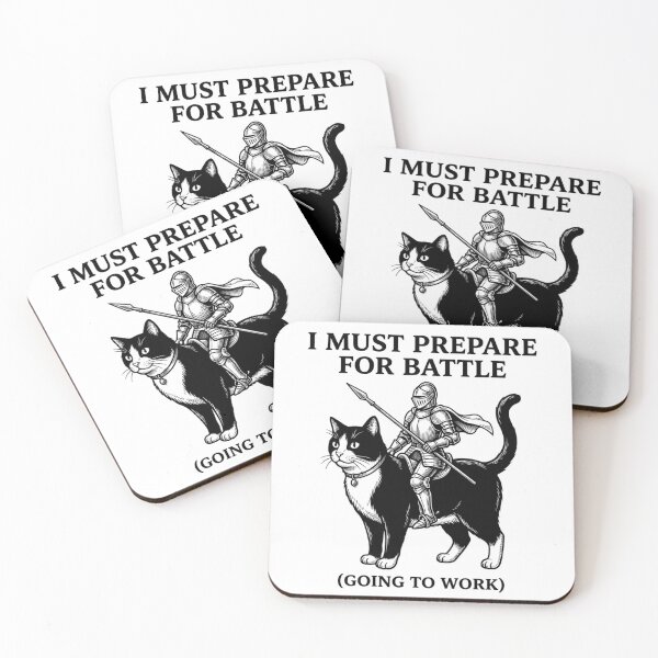 Item preview, Knight Riding Tuxedo Cat Prepare For Battle Going To Work Funny Introvert Workday Humor    designed and sold by raedattia.