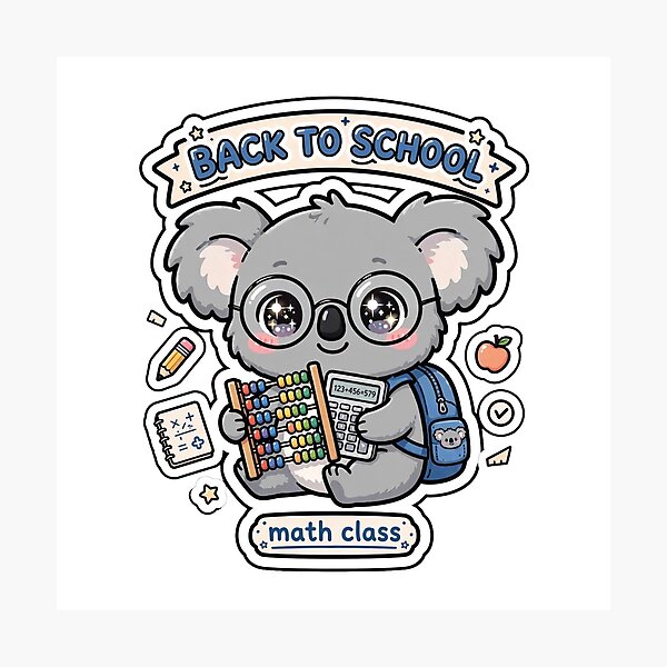 Item preview, Koala Back To School Math Class Sticker designed and sold by Wildlife-Walk.