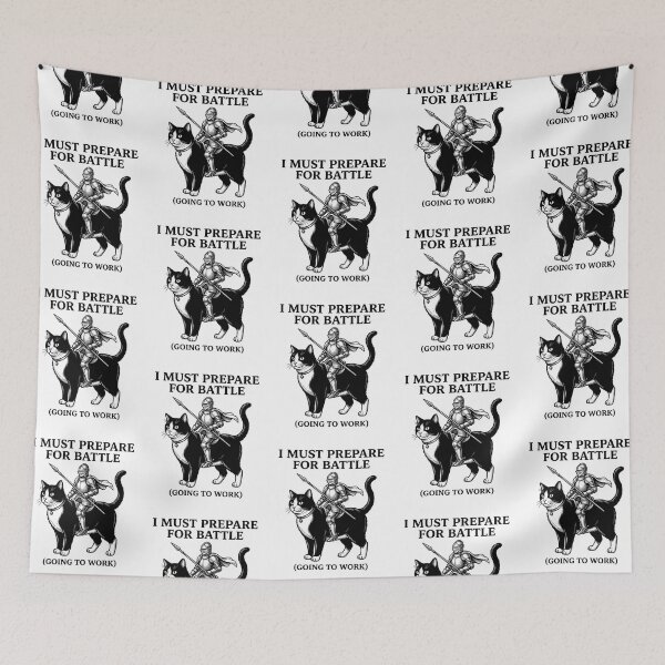 Item preview, Knight Riding Tuxedo Cat Prepare For Battle Going To Work Funny Introvert Workday Humor    designed and sold by raedattia.
