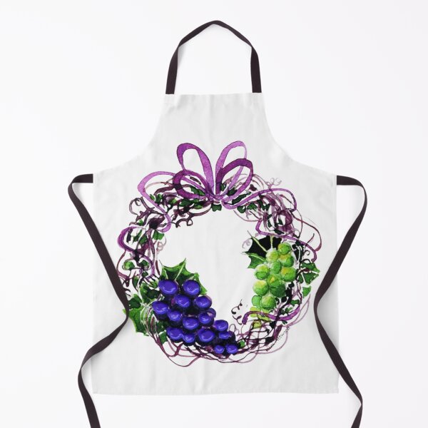Item preview, Grape wreath with grapes and a purple ribbon, original watercolor. designed and sold by aswoa.