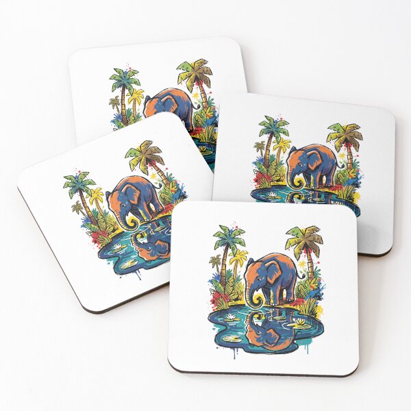 Item preview, Baby Elephant by the Pond Art designed and sold by Merch by Das Design Studio.