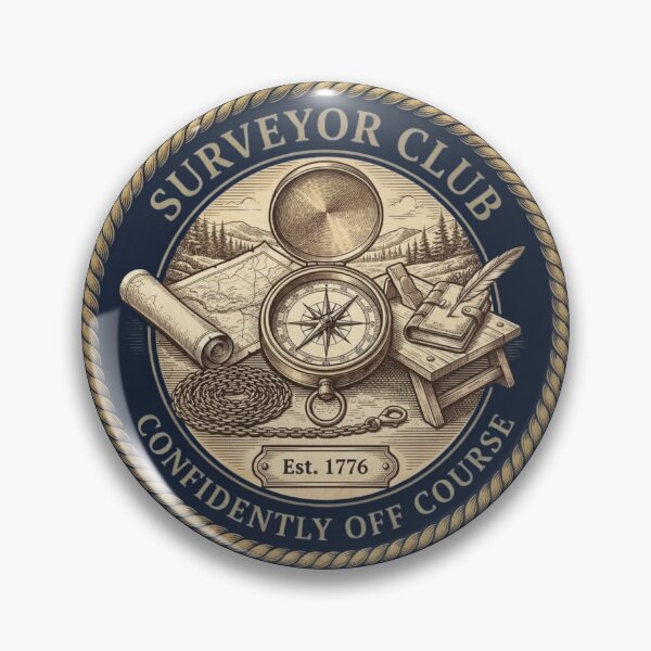 Item preview, Surveyor Club Confidently Off Course Badge designed and sold by CalmCapy Co.