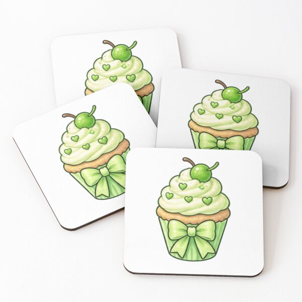 Item preview, Cute Green Apple Cupcake with Bow and Hearts designed and sold by Kiralemon.
