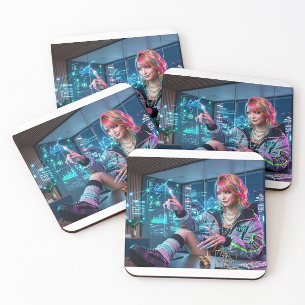 Item preview, Neo-Tokyo Cyber Gyaru Hacker - Holographic Data Interface designed and sold by Zen Motif Japan.