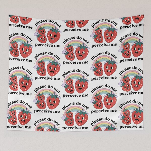 Item preview, Please Do Not Perceive Me Anxious Strawberries Retro Pastel Rainbow Introvert Humor Graphic designed and sold by raedattia.