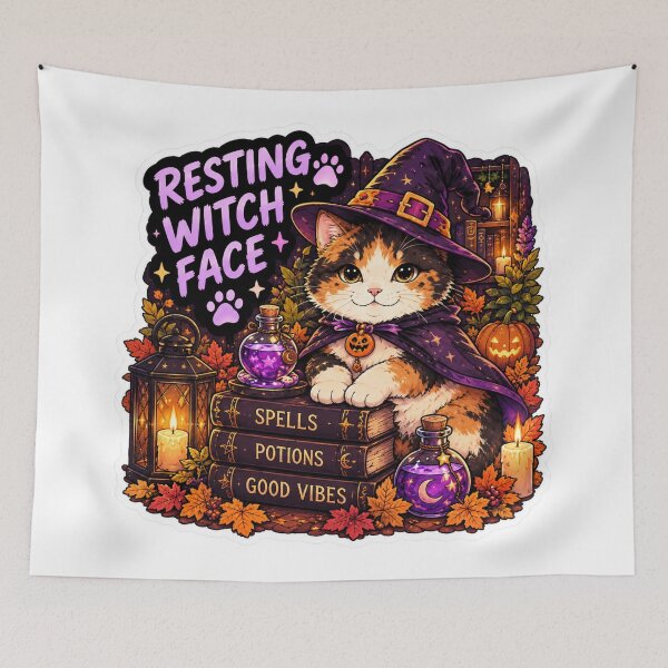Item preview, Resting Witch Face Calico Cat Design | Chaos Cat Club Halloween Witch designed and sold by DailyStruggleCo.