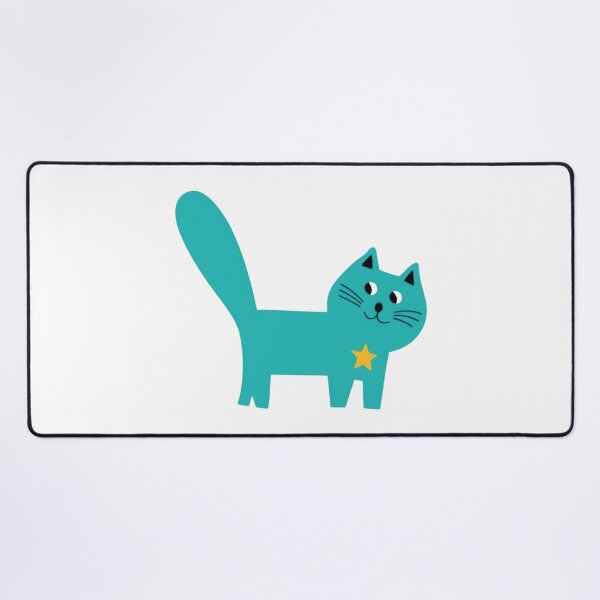 Item preview, Cute Turquoise Cat with Star – Whimsical Kawaii Feline Illustration designed and sold by Ikochane.