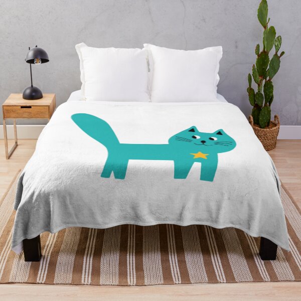 Item preview, Cute Turquoise Cat with Star – Whimsical Kawaii Feline Illustration designed and sold by Ikochane.